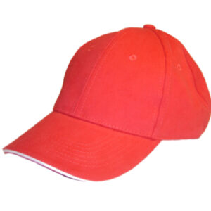 6S-R/B GORRO DENIM SANDWICH ROJO RIBETE BLANCO.